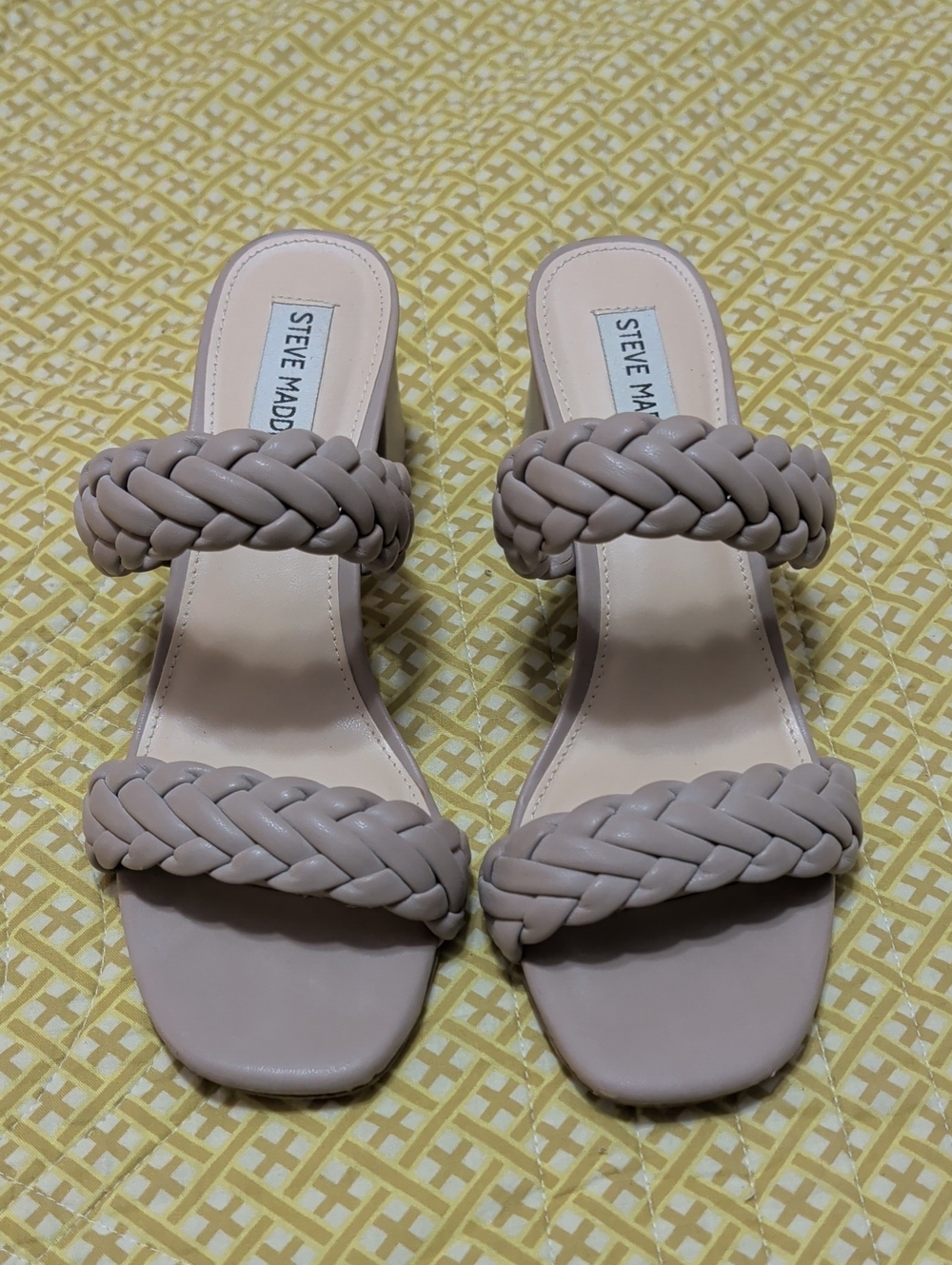 Steve Madden Braided Double-Strap Slide Sandals in Taupe